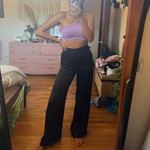 Black silky zara pants flare dress pants size M (28). Brand new with tags